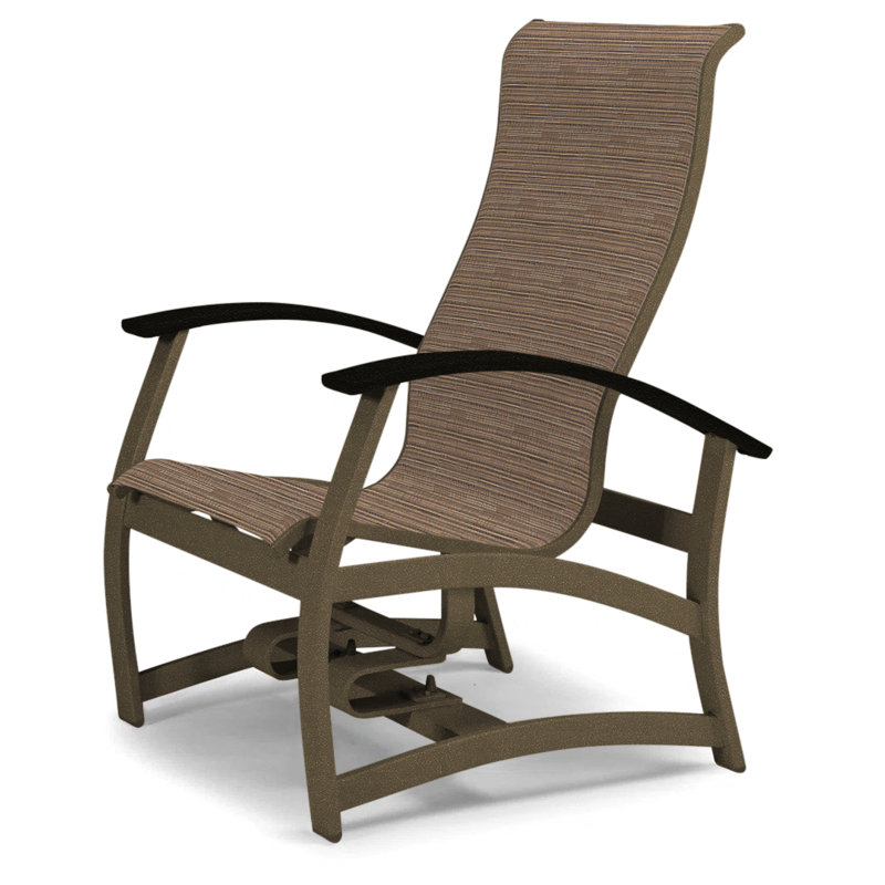 Askar Powder Coated Aluminum Outdoor Lounge Chair, Black P70, Bark Performance, Textured Beachwood