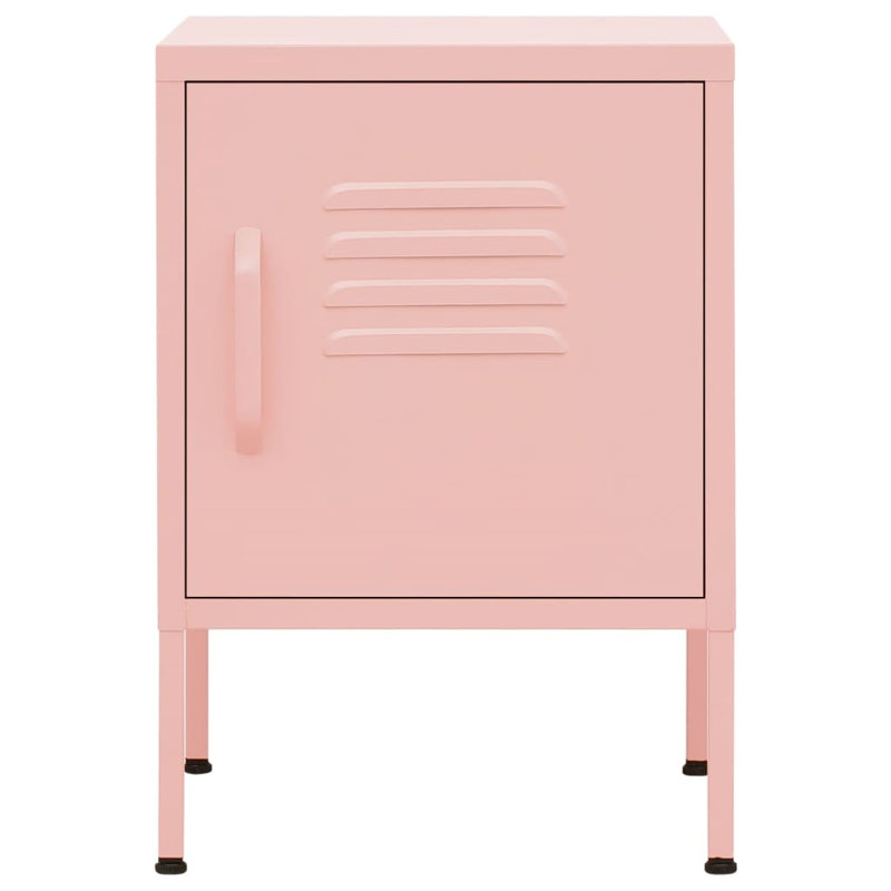 Izzabel 35cm W Steel Bedside Table, Pink, Individual