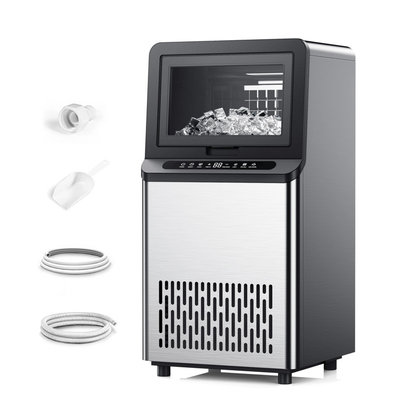 Euhomy Commercial Ice Maker Machine, 100lbs/24h Stainless Steel Under Counter Ice Machine