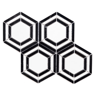 Carreau de mosaïque en marbre hexagonal 12 po x 12 po Santorini