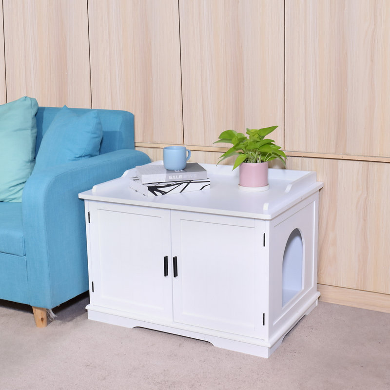 Enceinte de litière en bois Ascensin, Blanc