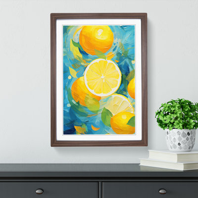 Lemon Fruit Abstract - Single Picture Frame Print on Wood