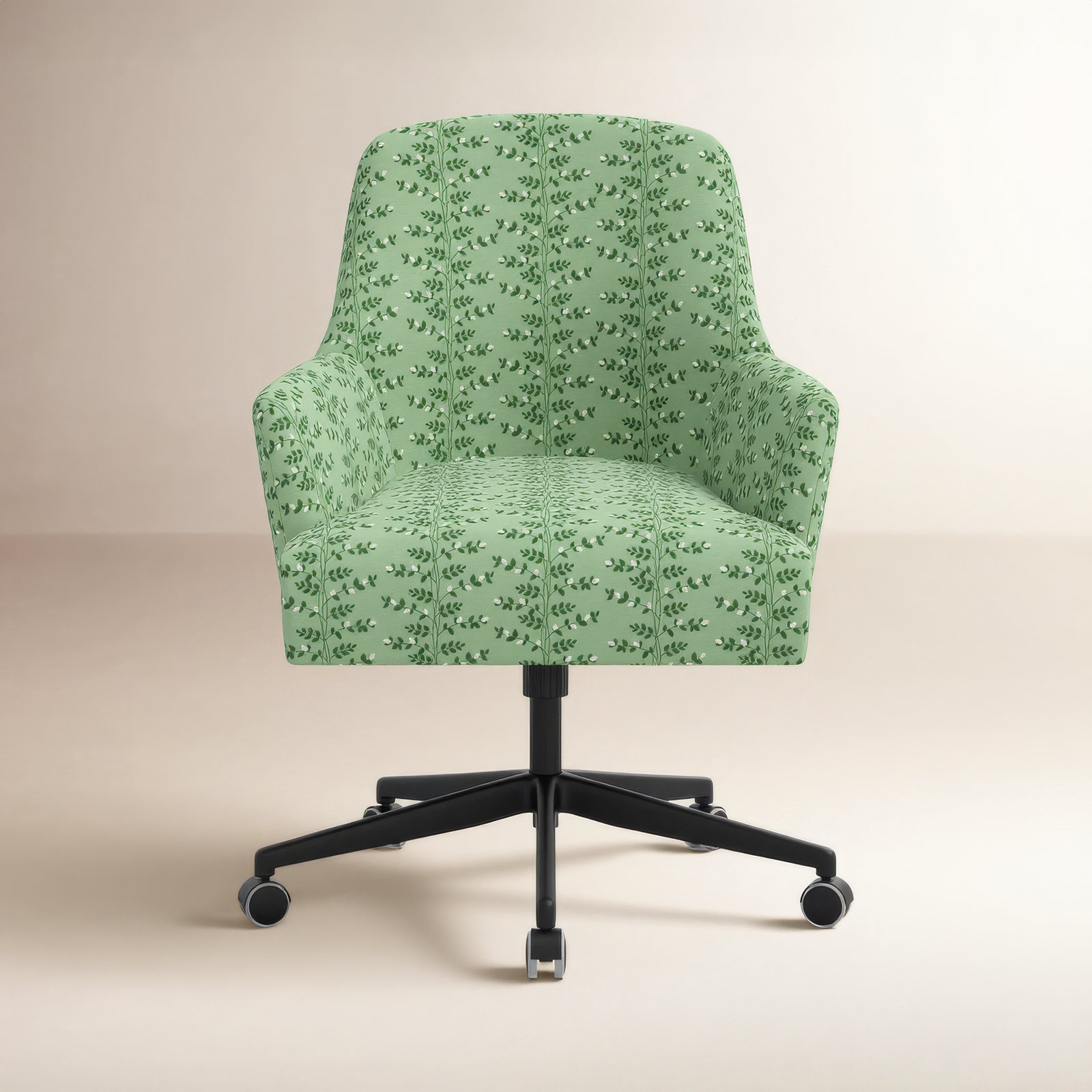 Rifle Paper Co. x Cloth & Company Yvette Office Chair, Climbing Vines Green, Matte Black