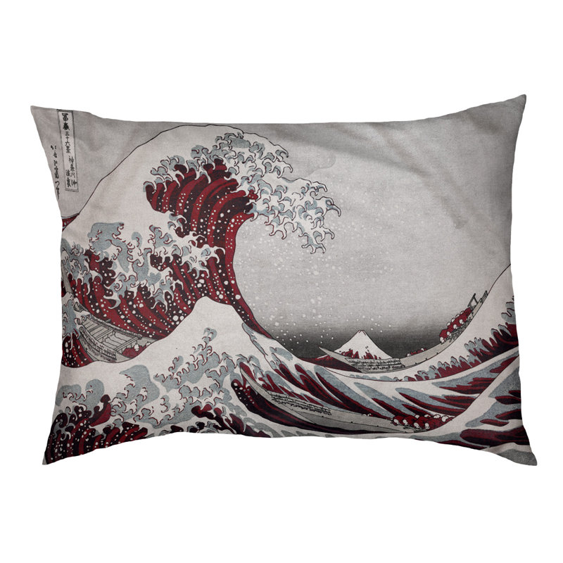 Oreiller the great wave dog Burkart, Moyen (L 29,5 po x P19,5 po x H 9,5 po), Brun et bleu