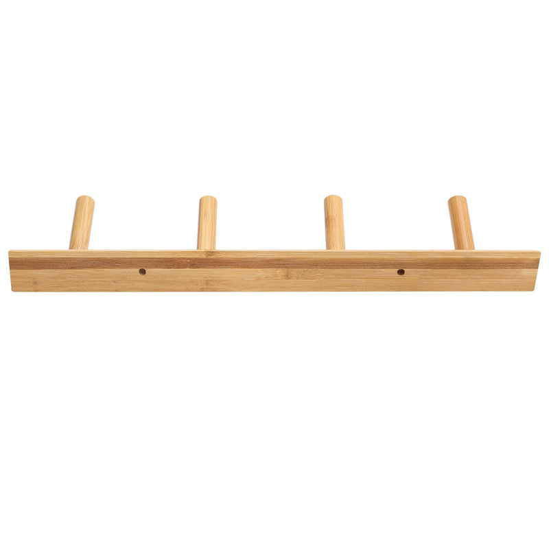 Modern Bamboo Wooden Entryway Coat Hooks, Natural