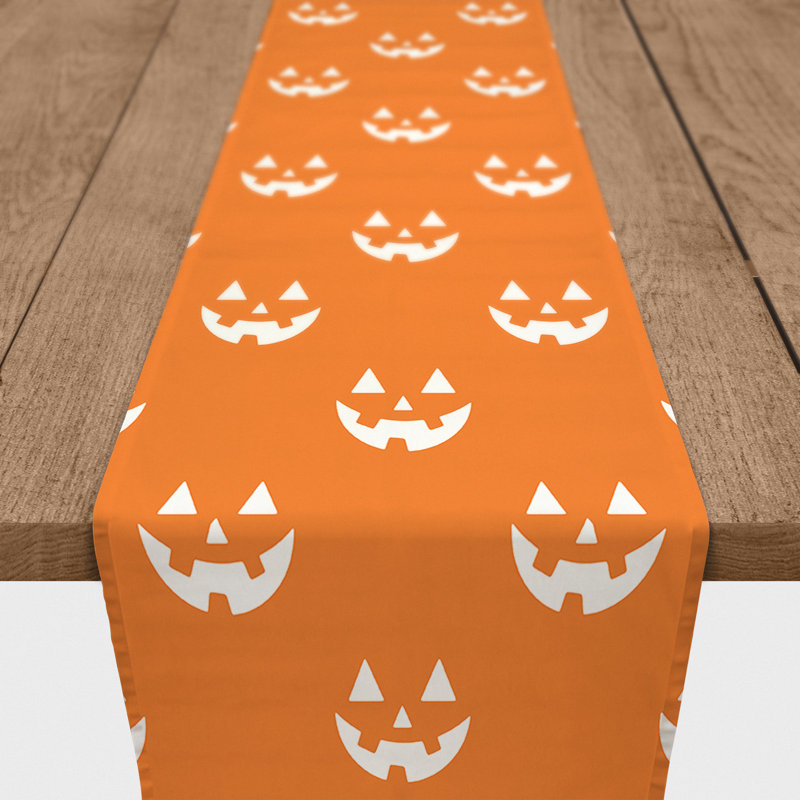 Esai Geometric 100% Cotton Halloween Table Runner, 90" L x 16" W