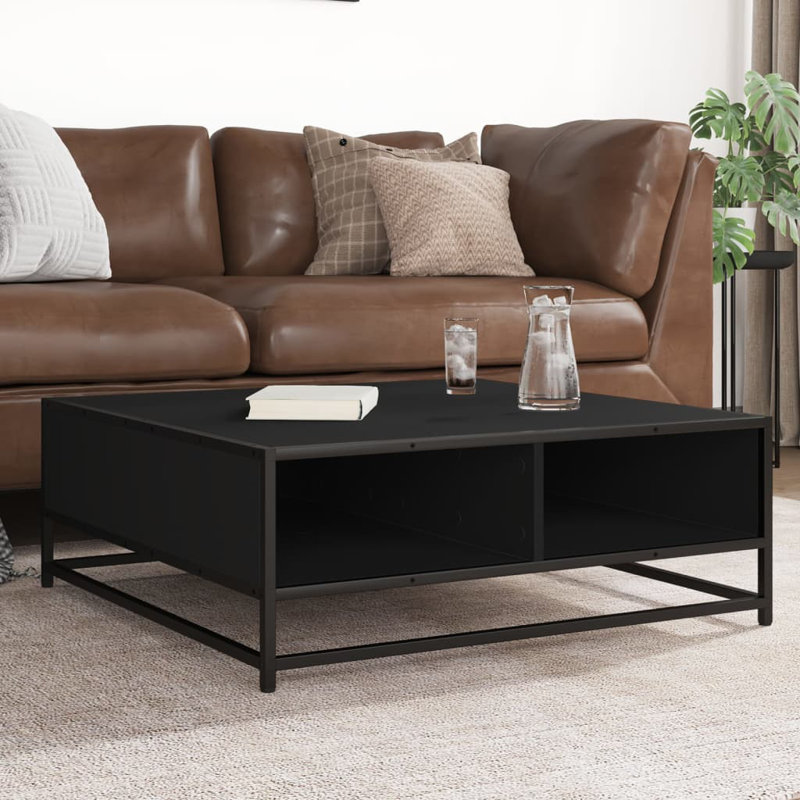 Coffee Table with Storage, 30" H x 80" L x 80" W, Black