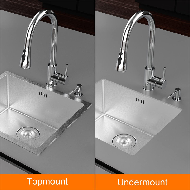 Belfry Kitchen Ohanko 20mm W Single Bowl Stainless Steel Kitchen Sink with 1 Faucet Hole, Stainless Steel