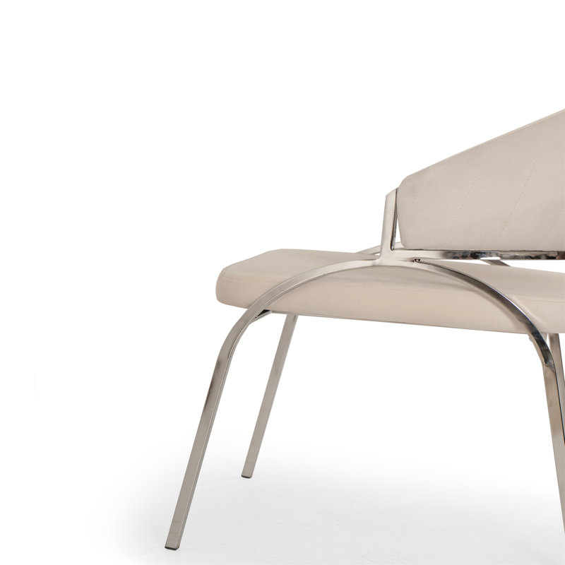 Ensemble de 2 chaises de style contemporain en velours luxueux, Velours beige, Argent argent