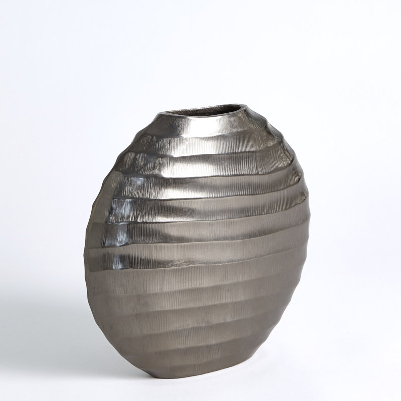 Aluminum Table Vase, Black Nickel, 11" H x 11.75" W x 3.25" D