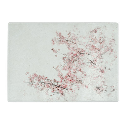 Tempered Glass Pink Cherry Tree Chopping Board