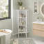 Armoire de plancher avec porte en verre trempé et tablettes de rangement-890825892-890825894