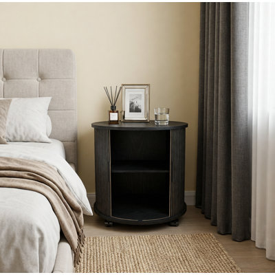 Ensemble de 2 tables de chevet cylindriques modernes Mid-Century avec station de recharge intégrée pour le salon, la chambre à coucher et le vestibule