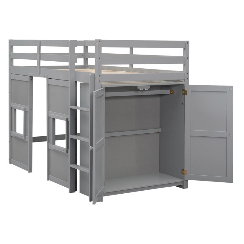 Lit mezzanine avec rangement intégré 58,5 po, Gris