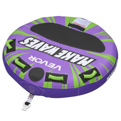 Towable Tubes for Boating, 2-Rider Inflatable Boat Tubes and Towables, 340lbs Capacity Water Sport Tube for Boat to Pull - with Anti-Slip Pad, Full Nylon Cover, Padded Handles & Safety Valve