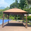 Pavillon de jardin escamotable 11X11FT, moustiquaire pour l'extérieur avec double toit et sacs de sable (brun)