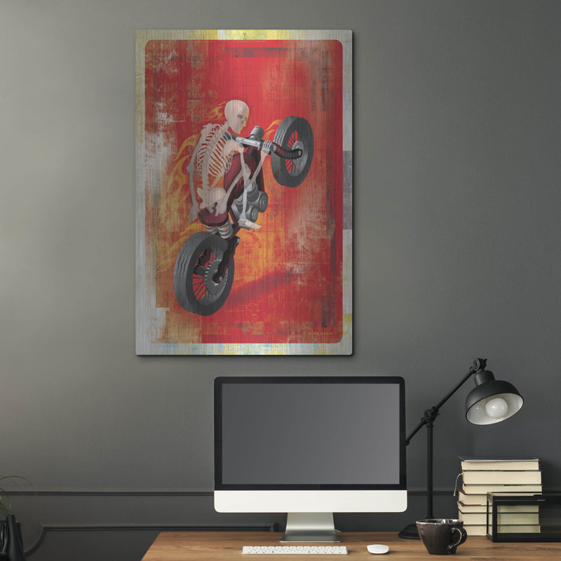 «Biker 2» par Greg Simanson, art mural en métal, H 36 po x l 24 po