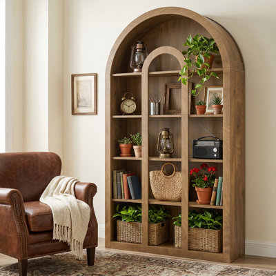 Modern Free-Standing 5-Tier Arched Bookcase