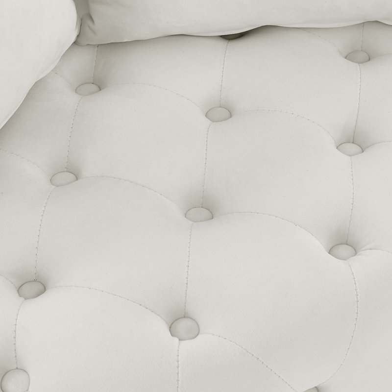 Chaise pivotante rembourrée et capitonnée en velours, Velours beige
