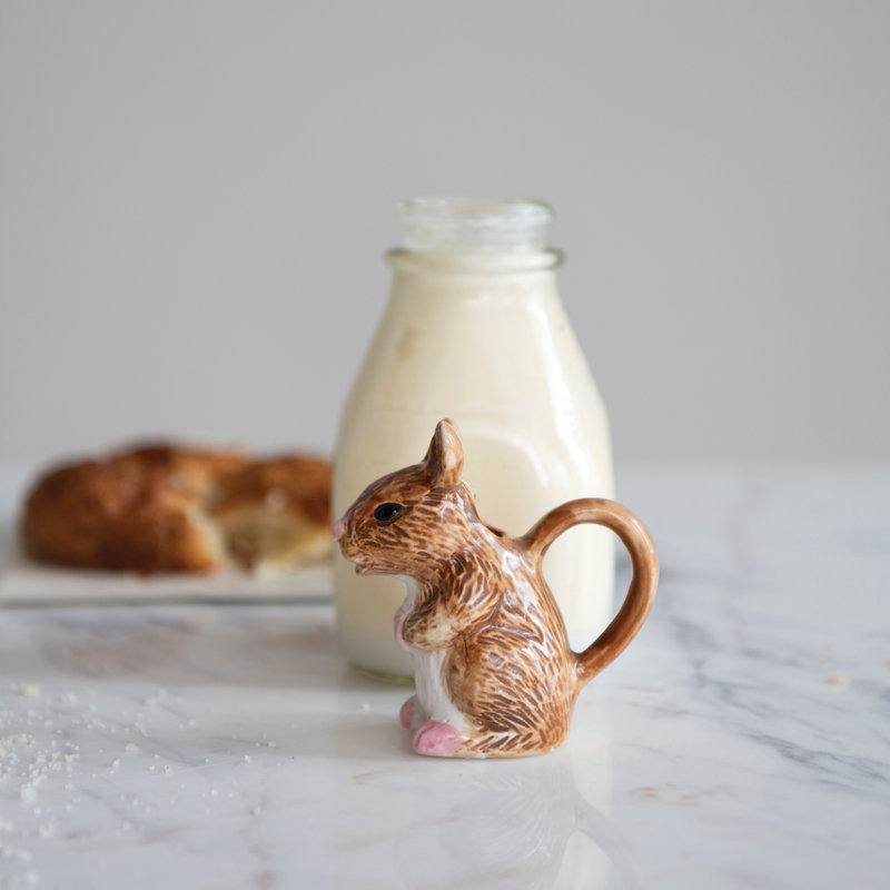 Hand-Painted Stoneware Mouse Creamer