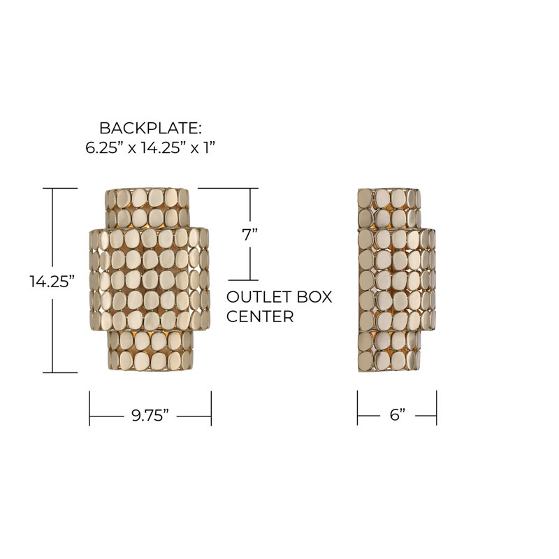 Applique murale à médaillon l 10,25 po x H 14,75 po en laiton champagne, Laiton champagne