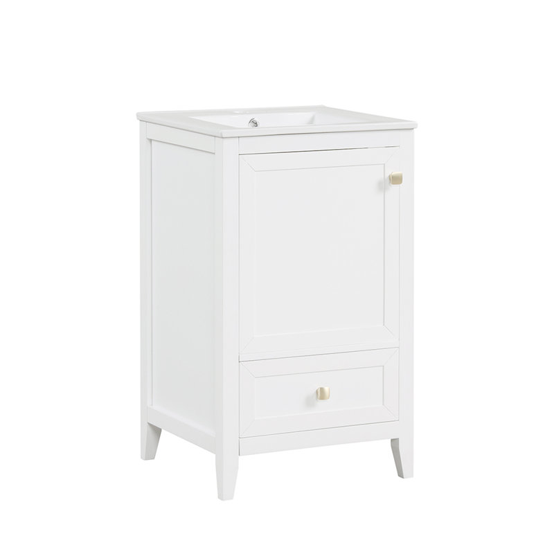 Meuble-lavabo de salle de bain avec lavabo, armoire de salle de bain avec porte à fermeture douce et tiroir