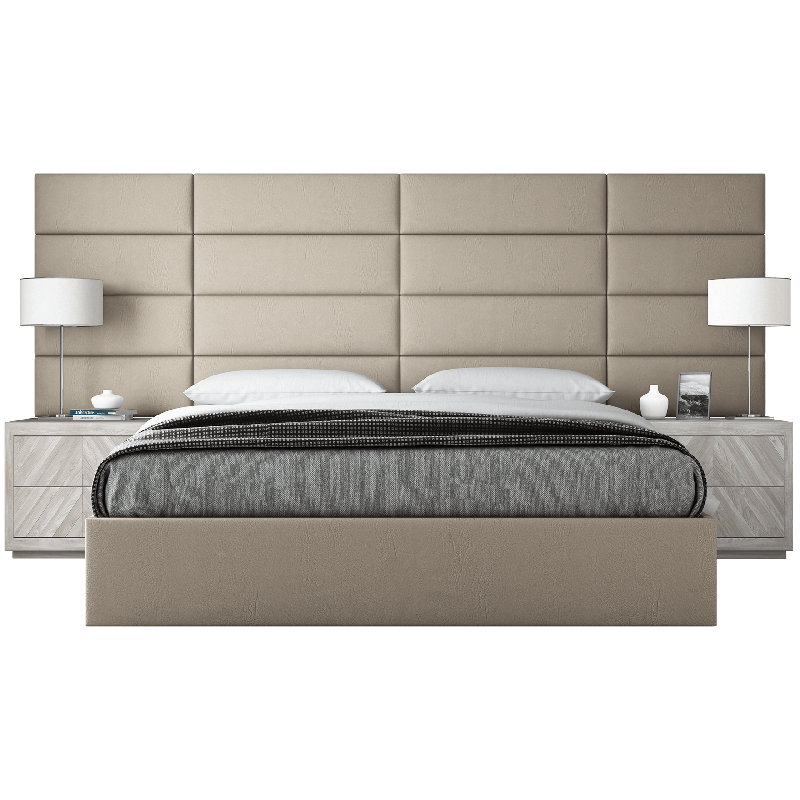 Sapan Upholstered Bed, Vintage Leather Dusty Taupe, Queen