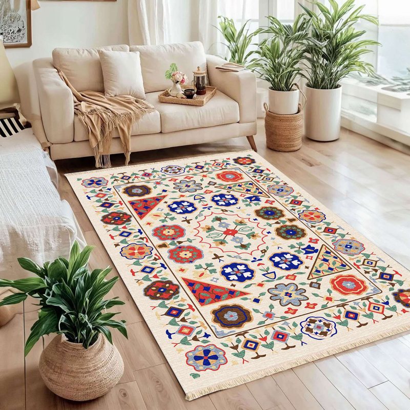 Mexican Fiesta Floral Geometric Area Rug