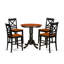 Ensemble de table de salle à manger 5 pièces à hauteur de comptoir comprenant une table de cuisine ronde avec piédestal et 4 chaises de salle à manger, noir et cerise-217726954-172578310