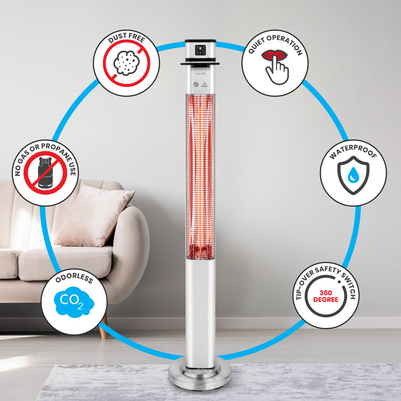 Stainless Steel Electric Infrared Patio Heater with Remote Control