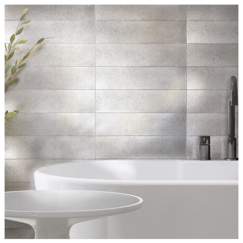 Encore Metal Antique Nickel 7.5cm x 30.5cm. Wall Tile ( 6 Tiles in Pack)