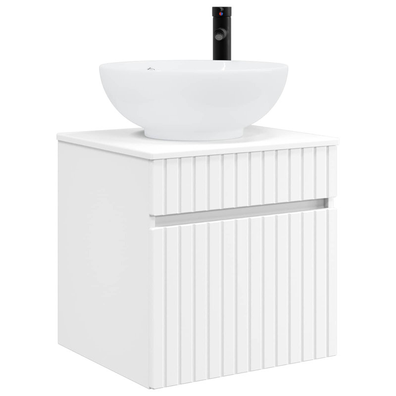 Single Bathroom Vanity with Ceramic Basin, White