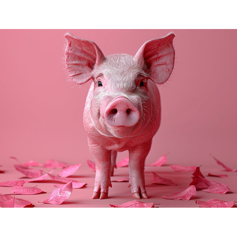 Cochon, reproduction sur toile encadrée, H 20 po x l 24 po x P 2 po