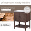 Meuble-lavabo en bois massif brun avec meuble-lavabo élégant en céramique 24 po, brun, lavabo, attrait