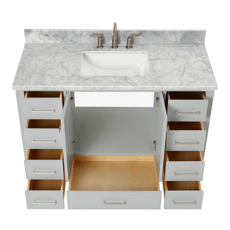 Ensemble de meuble-lavabo simple Flynt, Forme rectangulaire, Gris / Nickel brossé, L 49 po