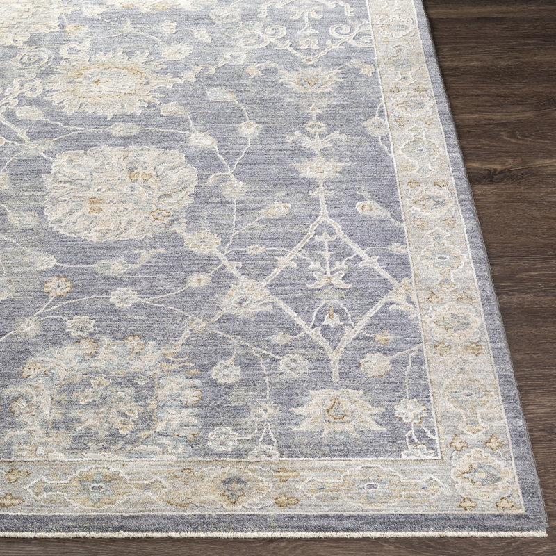 Garlef Machine Woven Oriental Gray/Blue Area Rug, Rectangle 12' x 15'