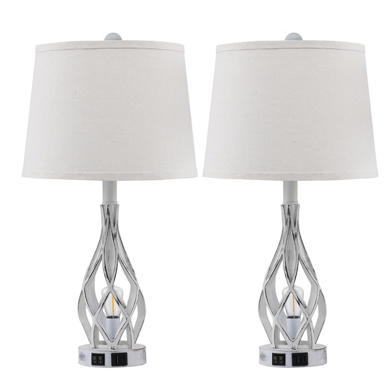 ChenJoss 23" Table Lamp Set With Night Light And USB Ports, suitable for bedrooms, living rooms, desks, and offices