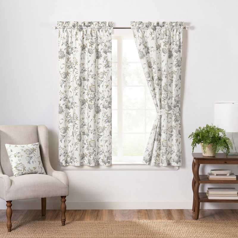 Panneau de rideau semi-diaphane avec passe-tringle Erie, Porcelaine, L 41 po x L 63 po
