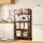 Folding Bookshelf,4 Tier Bookcase Foldable Shelf with X-Bracket Design, Adjustable Feet, Space Saving Storage for Living Room, Office, Rustic Brown-1109680731