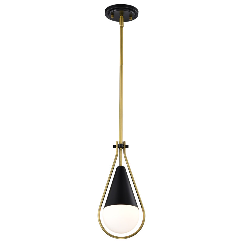 Marnix 1 - Light Teardrop Pendant, Matte Black/Natural Brass, 60.5" H x 10" W x 10" D