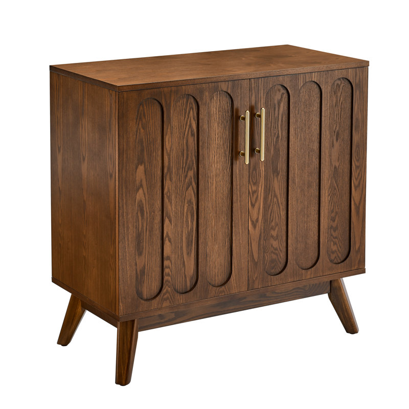 Mid Century Modern Fluted Sideboard Cabinet With Adjustable Shelves &  Wood Legs, Buffet Cabinet With Storage, Walnut Storage Cabinet For Living Room, Entryway, Hallway, Dining Room, Kitchen
