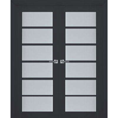 Veregio Frosted Glass Panelled Wood French Doors