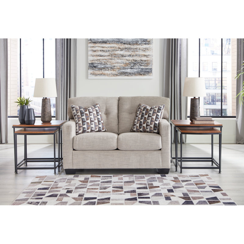 Upholstered 53'' Loveseat, Beige Polyester