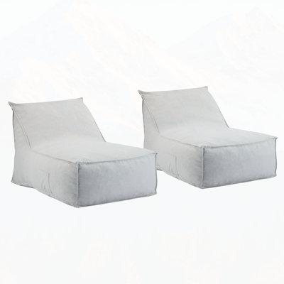 Perry Outdoor Bean Bag Lounge Chair, Beige, Set of 2, Garden and Living Room Comfort by Hokku Designs