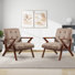 68cm Wide Mid-Century Upholstered Accent Chair With Wooden Armrests & Tufted Seat (Set of 2)