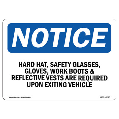 Hard Hat Safety Glasses Gloves Work Boots Sign
