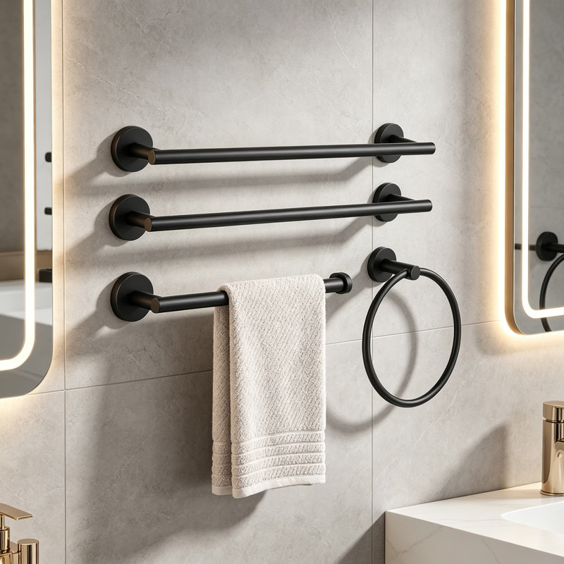 Matte Black Bathroom Hardware Set - 10 Piece SUS304 Stainless Steel Towel Bar Rack with Toilet Paper Holder & Robe Hooks - Wall Mounted Modern Design for Bathroom Kitchen Laundry