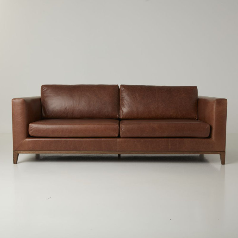 La Roux Leather Sofa, Caramel, Brown Genuine Leather