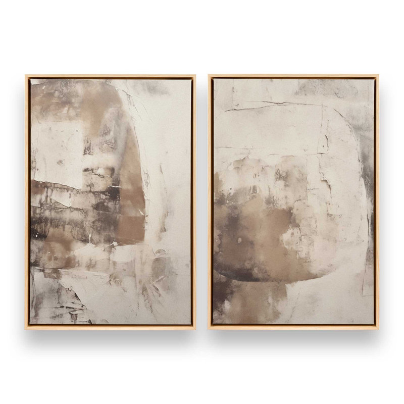Ensemble de 2 impressions sur toile Mocha Musings, Cadre américain en érable flottant, H 48,75 po x l 65,5 po x P 1,75 po