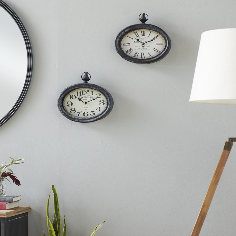 Aliette Metal Pocket Watch Style Cream Decorative Wall Clock Set